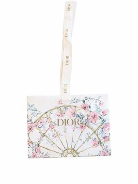 Dior White Ribbon Gift Bag with Gold Logo